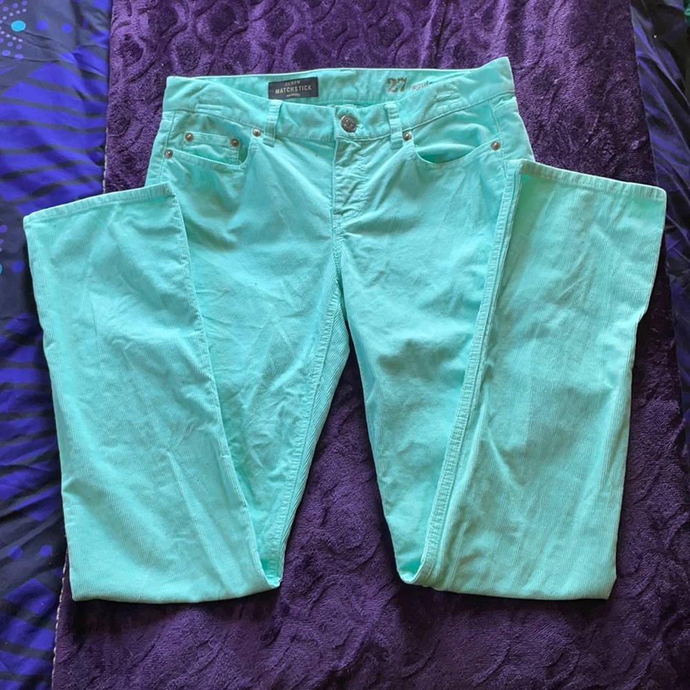 J Crew Matchstick Sea Foam Aqua Corduroy Pants